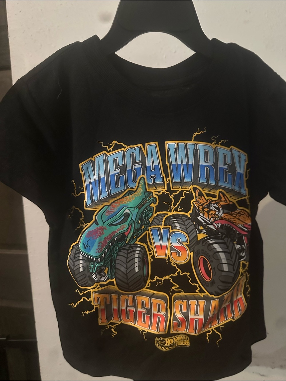 Black 'Mega Wrex vs Tiger Shark' Kids Graphic Tee